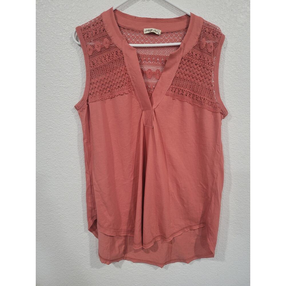 All In Love Women's Pink Gorgeous Delicate lace Top sleeveless Size XL #14‎